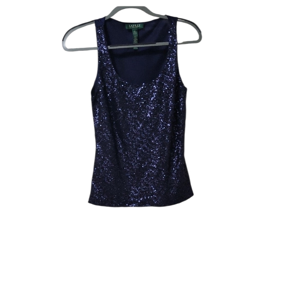 Lauren Ralph Lauren Dark Blue Sequin Tank Top